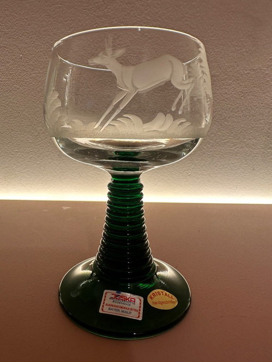 Image 1 of Joska 1970s, set of 6 crystal roemer wine glasses