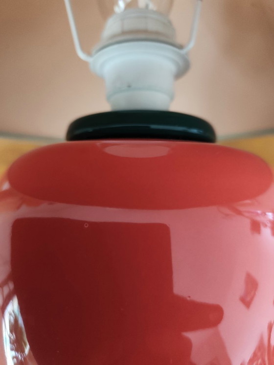 Image 1 of Vintage ceramic lamp with a patinated lampshade