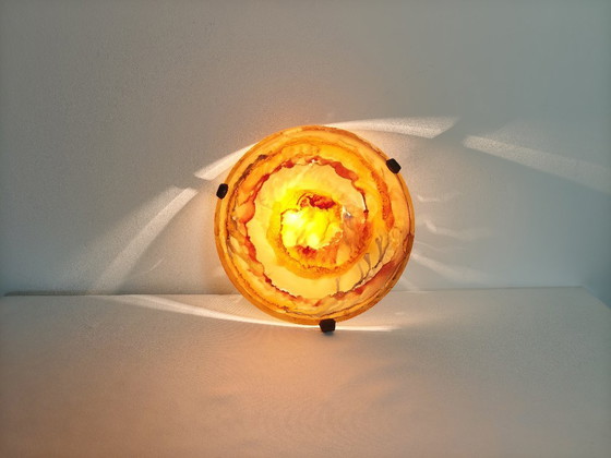 Image 1 of Vintage Glass Sconce / Glass Flush Mount Light / Mid Century Wall or Ceiling Lamp / Retro Round Sconce / Yugoslavia / 1970s