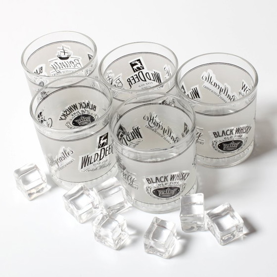 Set van 5 vintage whiskyglazen met een gebeitste afwerking / Cerve / Italië / jaren 1990 – Glazen & Karaffen (photo 9 of 9)