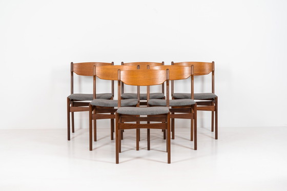 Image 1 of Set Of 6 Beautiful Dining Chairs By Erik Buch (Denmark, 1960S).