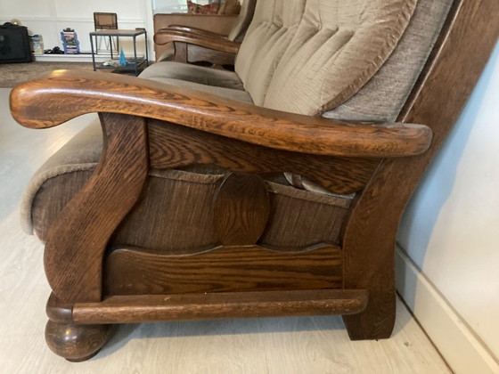 Canapé et fauteuil antiques – Coins salon, Textile, Bois (photo 3 of 8)