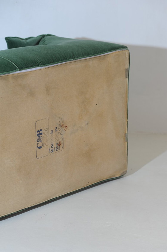 Image 1 of Mario Bellini for C&B Italia 'Le Bambole' Chaise Lounge in Eden Green Velvet Mohair