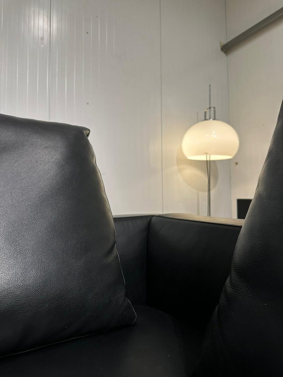 Image 1 of Divano angolare Minotti Andersen in pelle nera, come nuovo.