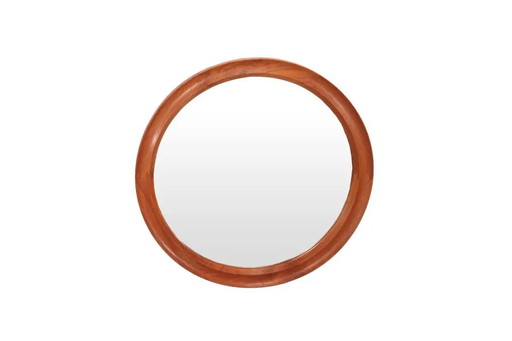 Pedersen and Hansen round mirror in teak – spiegels, Wood, Scandinavian