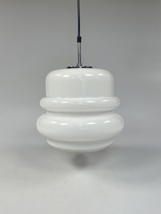 Image 1 of Vintage milk glass pendant lamp, Hustadt Leuchten 1970's