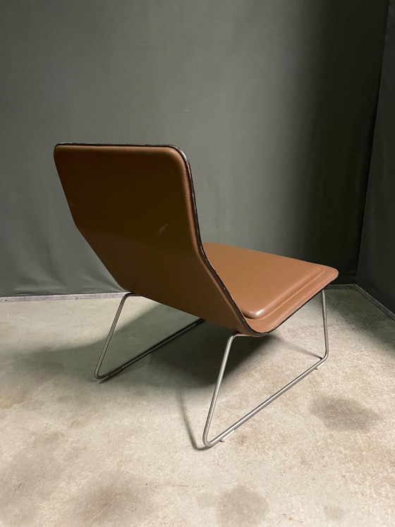 Lounge Sessel, braunes Kunstleder und Metall, Cappellini, Modern (Foto 5 von 5)