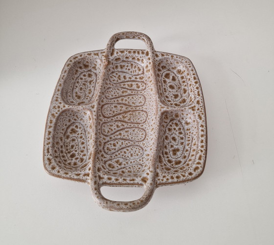 Image 1 of Austruy Vallauris signed aperitif compartment dish / empty pocket