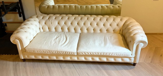Chester One Poltrona Frau ORIGINAL - 4-seater cream/ivory leather sofa, Wood, Creme (photo 5 of 7)
