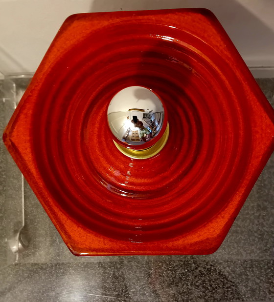 Image 1 of 3x J70 Huhstadt Leuchten Lampada da parete in ceramica Spaceage - Rosso Arancione