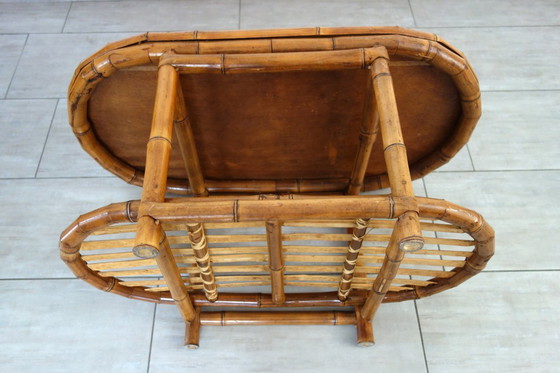 Image 1 of Vintage coffee table in bamboo and woven wicker