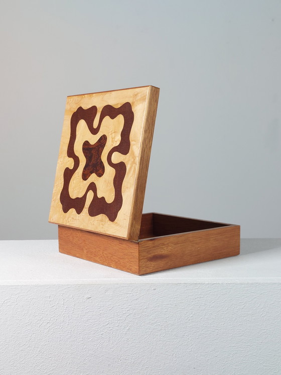 Image 1 of Handmade vintage wooden box with inlays