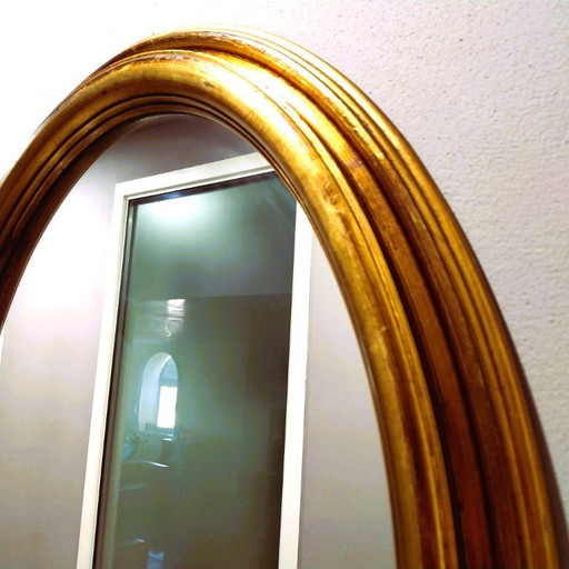 Julklapp Christmasgift Vintage Italian Oval Wall Mirror with Gilded Wooden Frame - Elegant Classic Decor