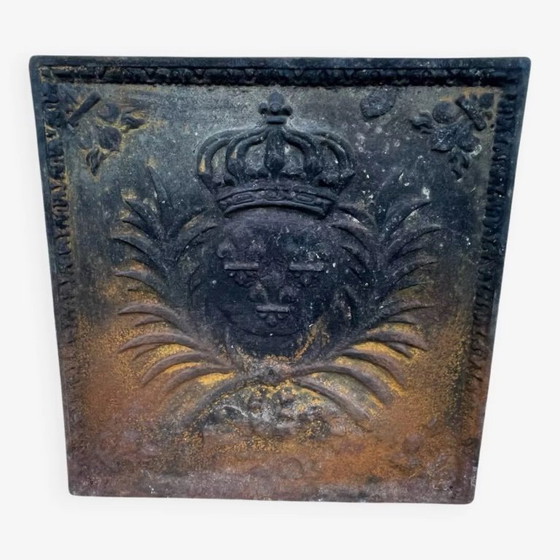 Image 1 of 19th century crown fireplace plaque