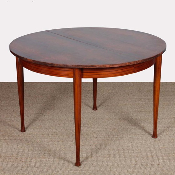 Image 1 of Round, extendable wooden dining table, 1960