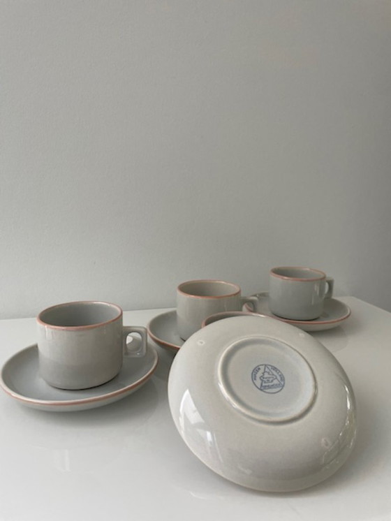 Image 1 of Vintage koffieservies – Huizen Holland Driehoek (5 kop en schotels)