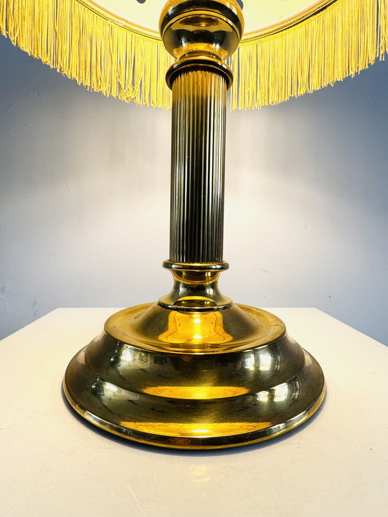 Image 1 of LAMPE DE TABLE EN LAITON MUSHROOM PAR SÖLKEN LEUCHTEN, ALLEMAGNE, CIRCA 1960s