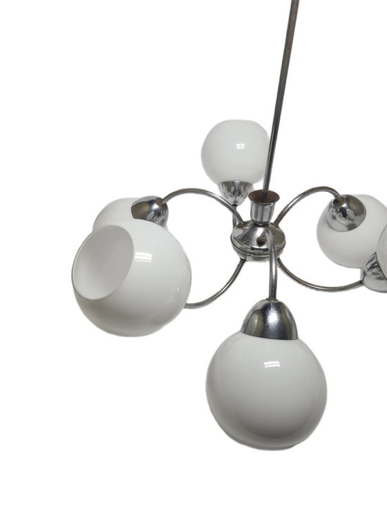 Art Deco Style Chandelier, Poland, 1960s – Glass, Metal (photo 6 of 12)