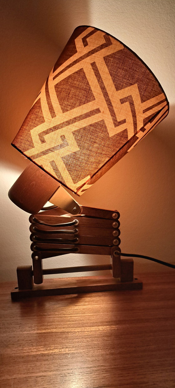 Image 1 of Temde 1970s Scissor Lamp – Vintage Mid Century Wooden Wall/Table Lamp