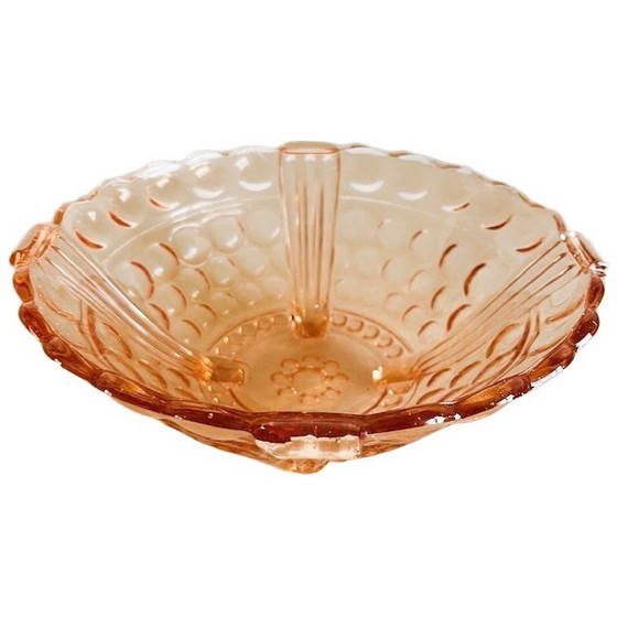 Image 1 of Art deco fruitschaal rosaline roze glas 1930's