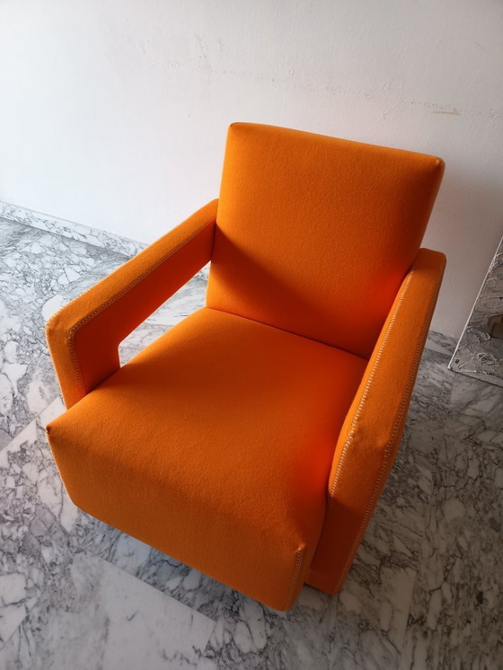 Image 1 of Fauteuil CASSINA Utrecht 637 en Laine Kvadrat Orange 13L par Gerrit Thomas Rietveld