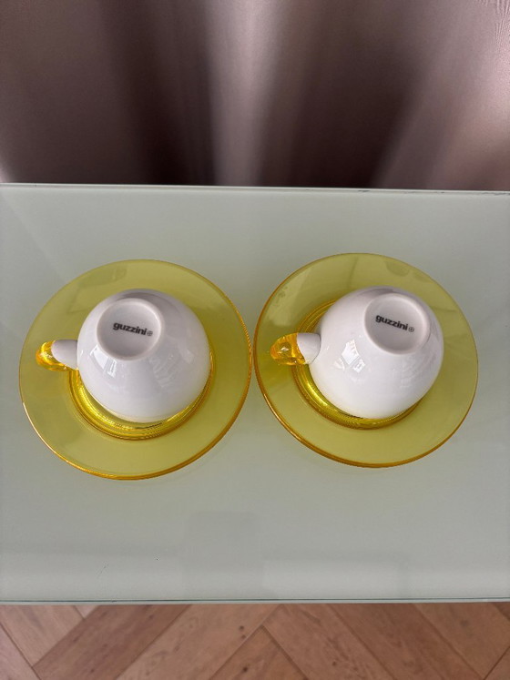 Vintage Fratelli Guzzini Tazza Espresso Cups & Yellow Saucers – Set of 2 – Crockery, Ceramic, Plastic (photo 8 of 10)