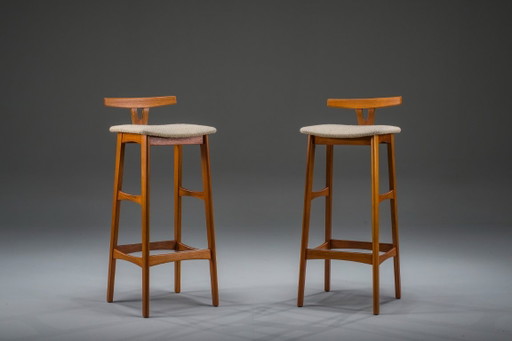 Taburetes de bar de teca de estilo danés moderno de Dyrlund, Dinamarca, década de 1960, juego de 2