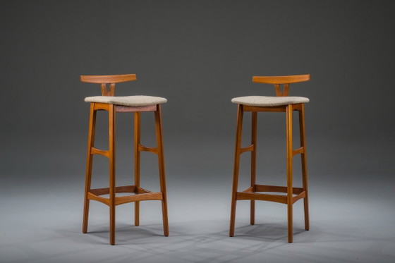 Image 1 of Taburetes de bar de teca de estilo danés moderno de Dyrlund, Dinamarca, década de 1960, juego de 2