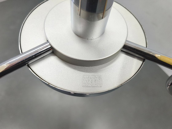 Image 1 of Art Deco Chandelier by Napako, Chrome & Marble Glass, 1930s