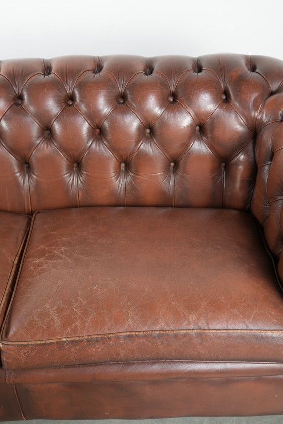 Image 1 of Vintage Brown Cowhide Leather English Chesterfield 2.5-Seater Sofa