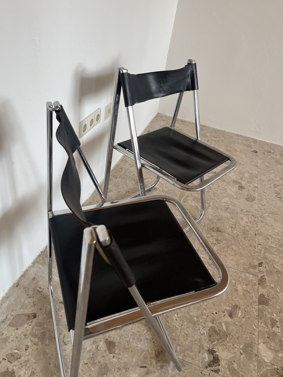Image 1 of Originele Arrben Tamara klapstoelen met zwart leer