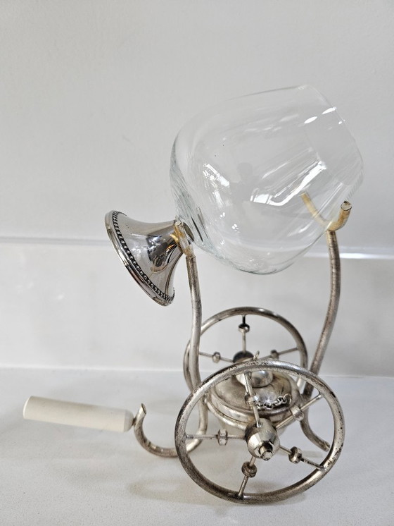 Image 1 of Chariot chauffe-cognac avec verres plaqués argent