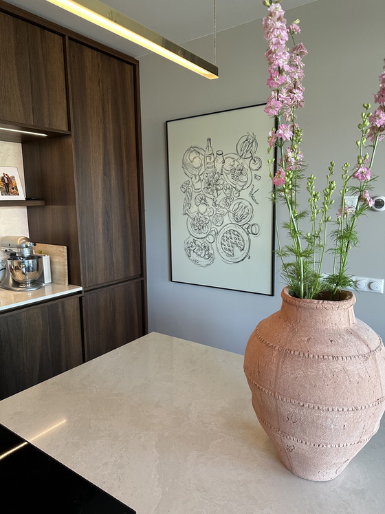 Image 1 of Screen print line drawing “At the table”