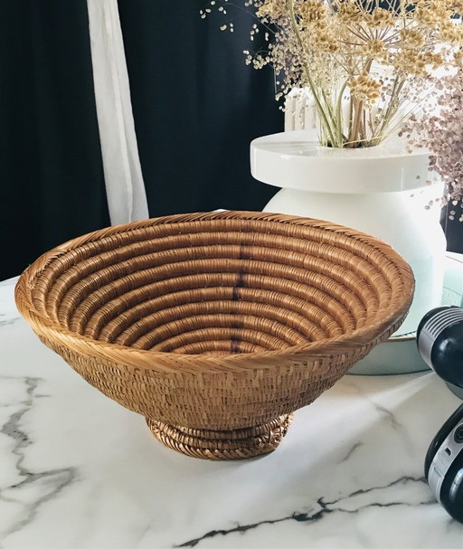 Large woven wicker bowl Cameroon