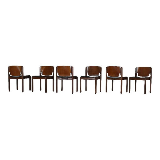 6x stapelbare Stühle Modell 122 von Vico Magistretti für Cassina, Italien, 1960er Jahre