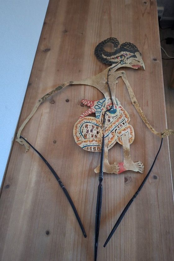 Image 1 of Wajangpop Javanese shadow puppet with stand.