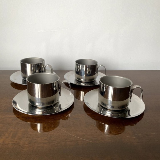 Image 1 of 4x Design GB - Guido Bergna - minimalista moderno - acciaio inox - tazze termiche per espresso/demitasse a doppio isolamento