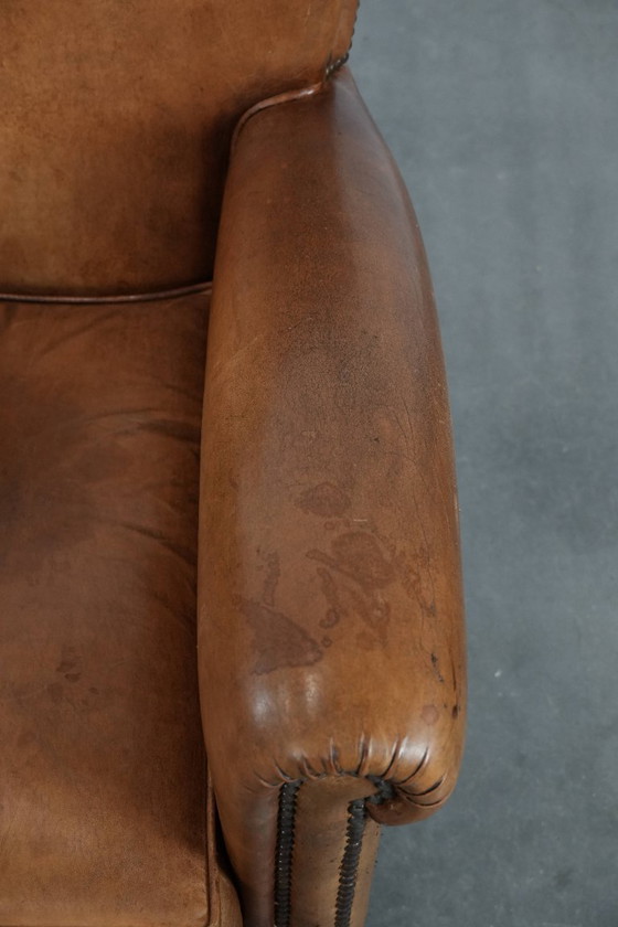 Image 1 of Vintage schapenleren fauteuil/ armchair met prachtige en warme kleuren