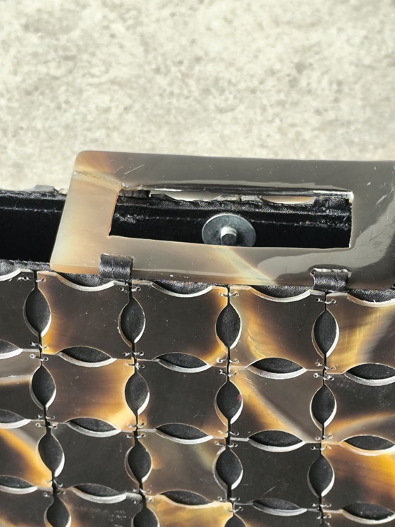 Mid-Century style geometric Lucite Clutch/handbag tortoise shell motif eyecatcher, Clutches, Plexiglass (photo 10 of 14)