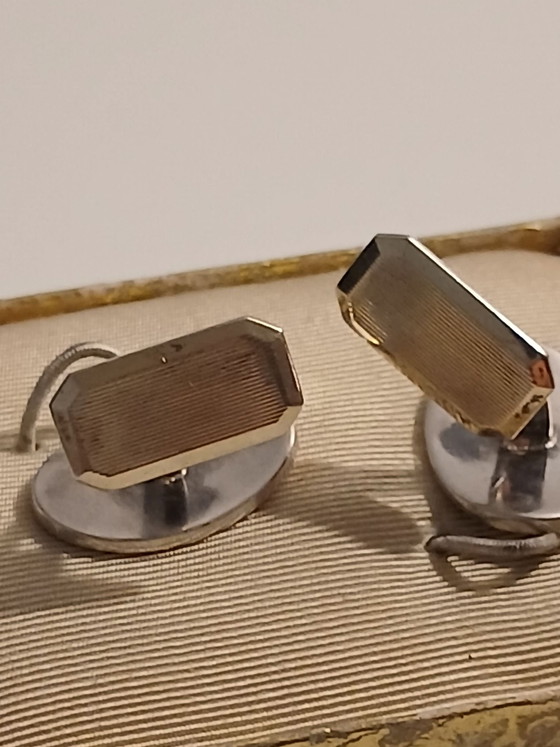 Pre-war Cufflinks Silver 835 Rigid Double-Sided Stem, Art Prints (photo 9 of 9)