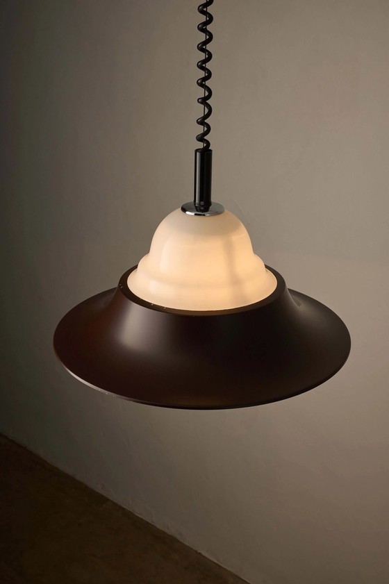 Brown and Opal Glass Model 7565 Adjustable Pull-Down Lamp by Cosack, Cosack Leuchten, Ceiling lights, Chrome (photo 5 of 6)