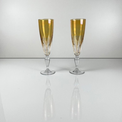 Gelbes Kristall-Champagner-Coupé-Duo