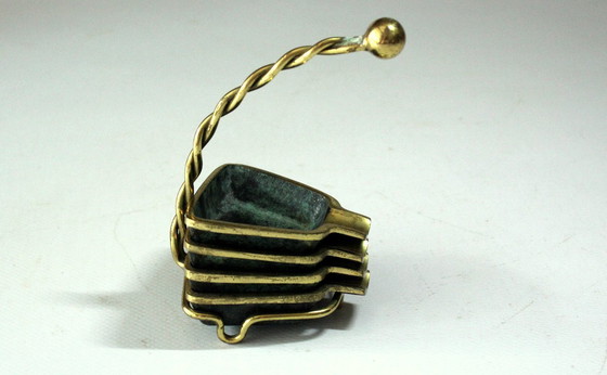 Image 1 of 1950s Stackable ashtray - Design by Carl Auböck - bronze/brass