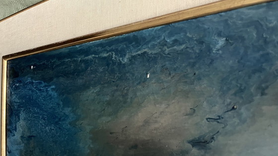 Image 1 of Vintage Oil Painting by W. Baele – Moody Seascape, Mid-Century Framed