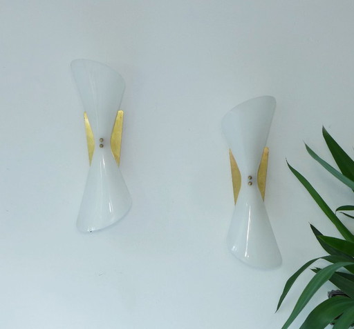 2x Vintage wall lamp French lamp 50s 60s Diabolo Stilnovo wall light