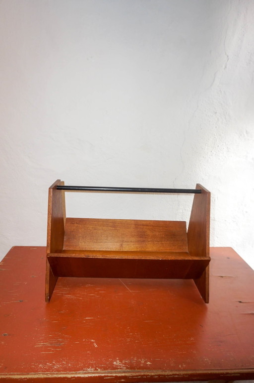 mid century wooden magazine rack * minimalist magazine holder * 1960s modernist scandi * functional home decor * sleek