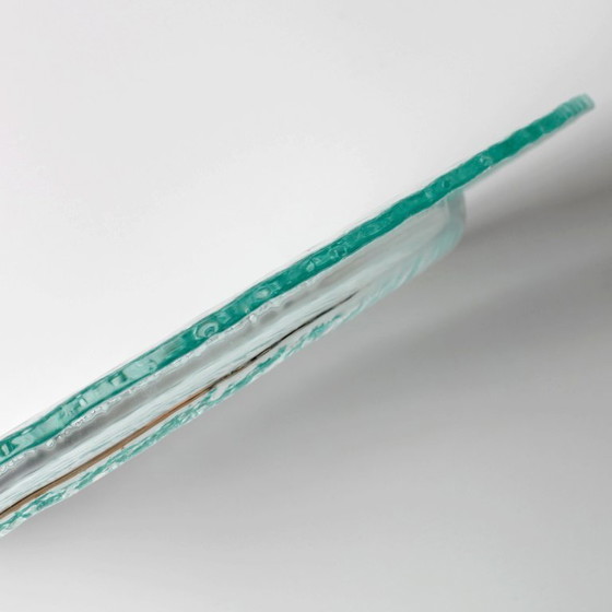 Image 1 of Vintage Georgia Green Bubble Glass schaal / Groot tafelstuk / Italië / jaren 1990