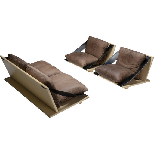 Zweisitzer-Sofa aus der Mitte des Jahrhunderts von Lacquer and Leather, 1970er