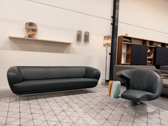 Leolux Parabolica Swivel Armchair green leather (photo 11 of 11)