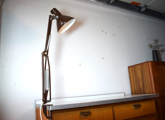 Lampe de bureau suédoise des années 1970 Lampe de table d'architecte vintage marron – Metal (photo 2 of 8)